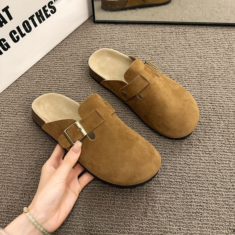 Buckled Mules Plain Platform