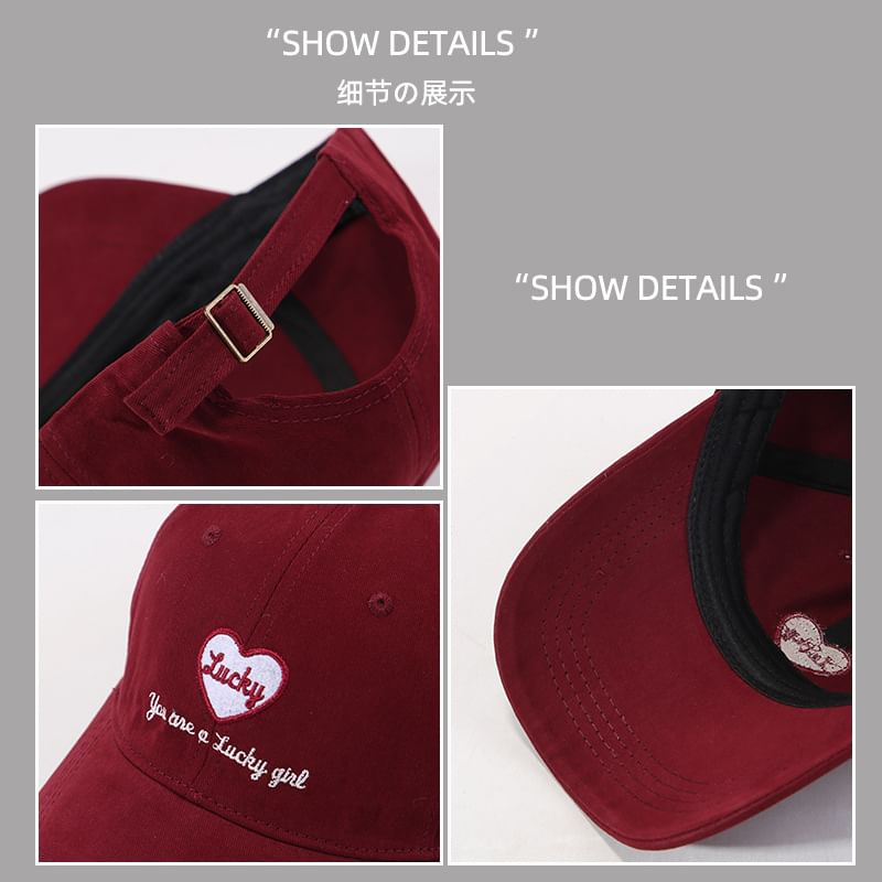 Cap Heart Embroidered Lettering Baseball