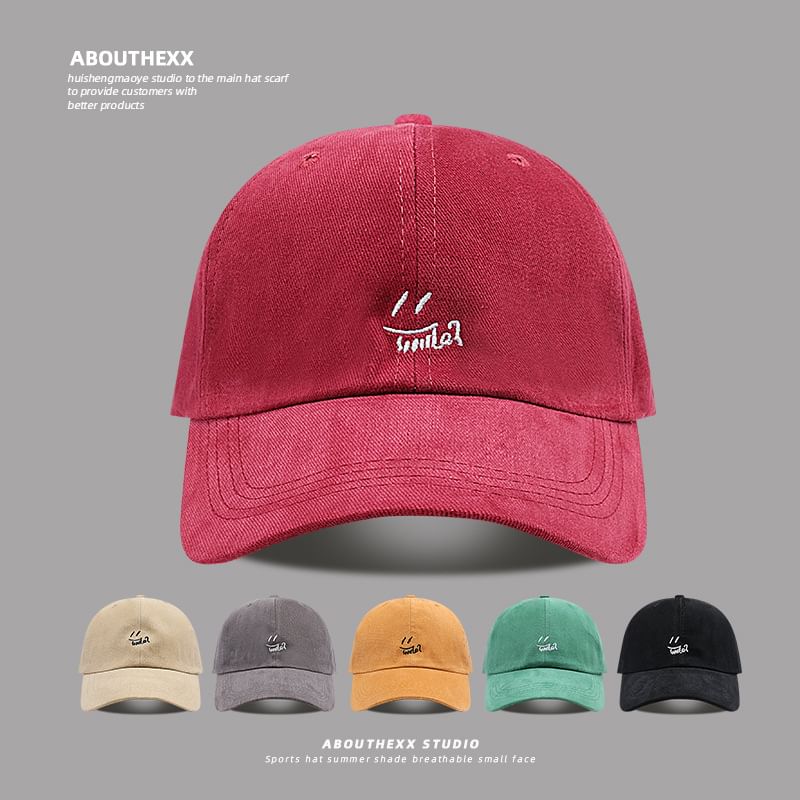 Embroidered Smiley Baseball Cap