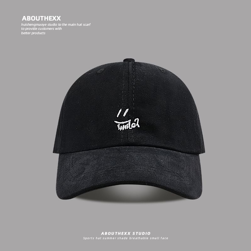 Embroidered Smiley Baseball Cap