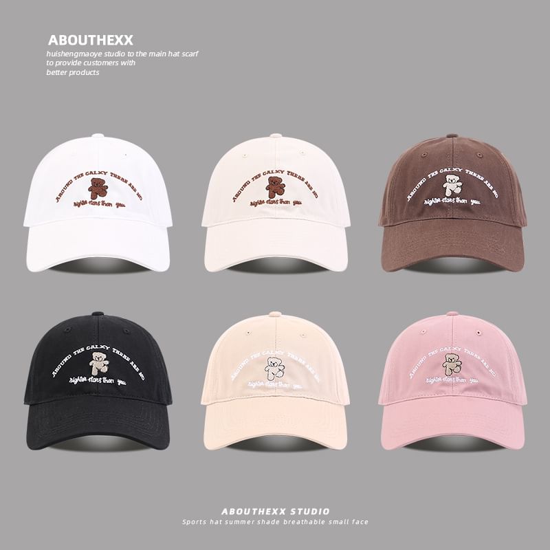 Baseball Bear Embroidered Lettering Cap