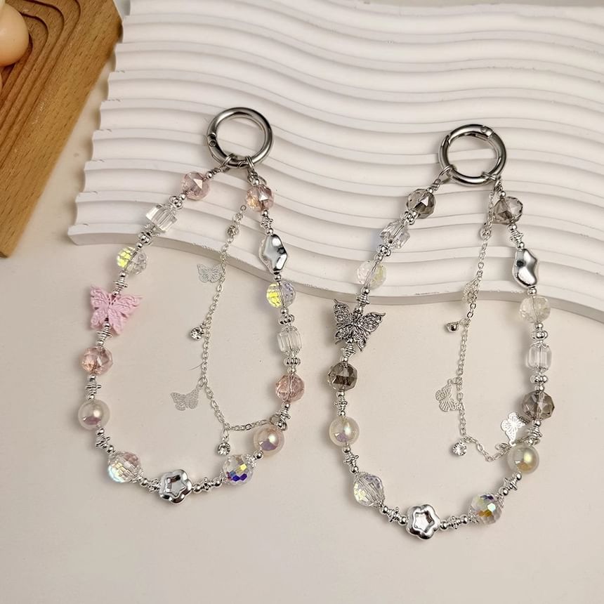 Faux Butterfly Pearl Phone Crystal Strap