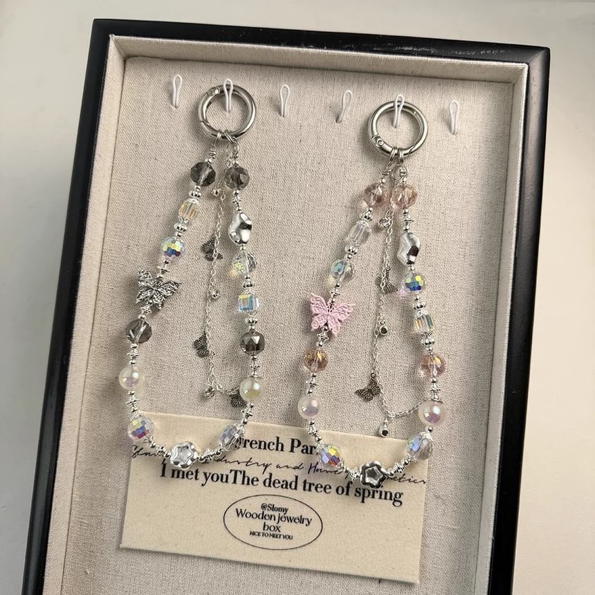 Faux Butterfly Pearl Phone Crystal Strap