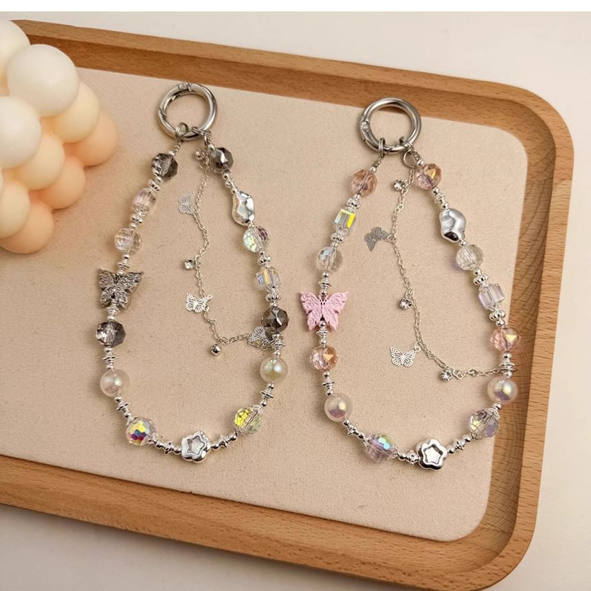 Faux Butterfly Pearl Phone Crystal Strap