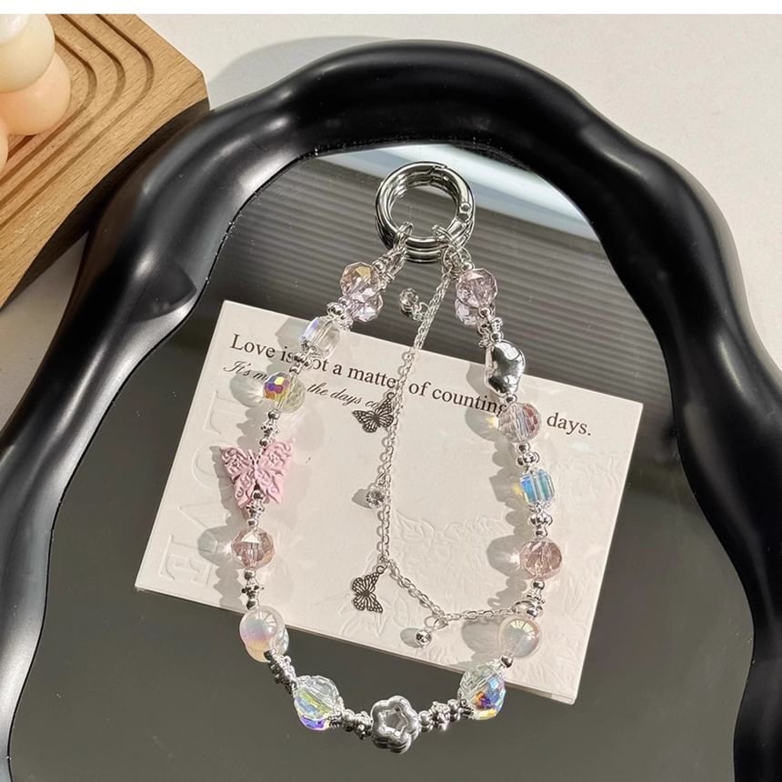 Faux Butterfly Pearl Phone Crystal Strap