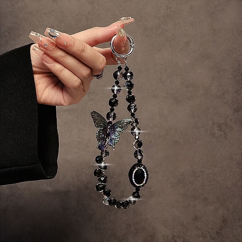 Crystal Strap Butterfly Phone Faux