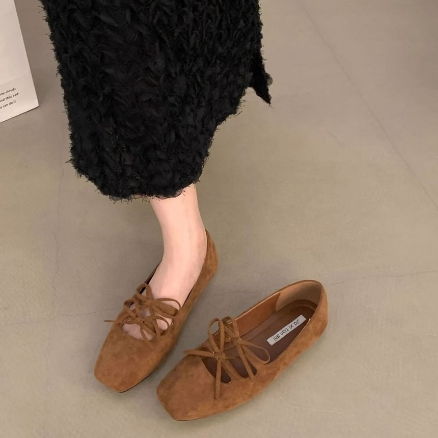 Toe Mary Bow Flats Jane Square Plain Accent