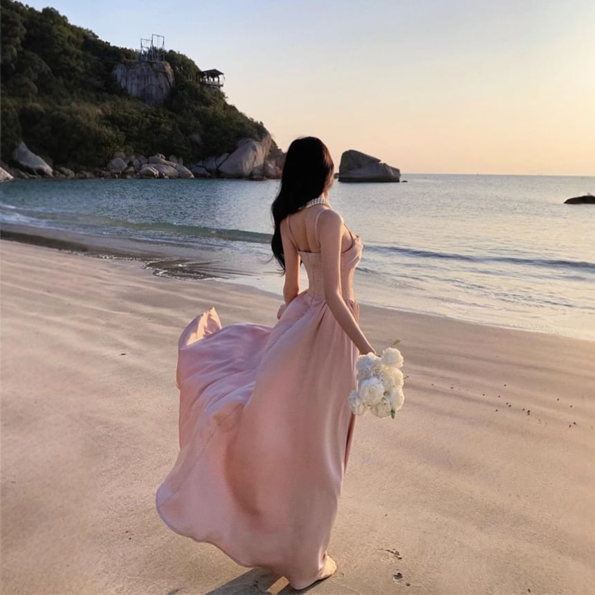 Plain Spaghetti Strap Gown A-Line Evening