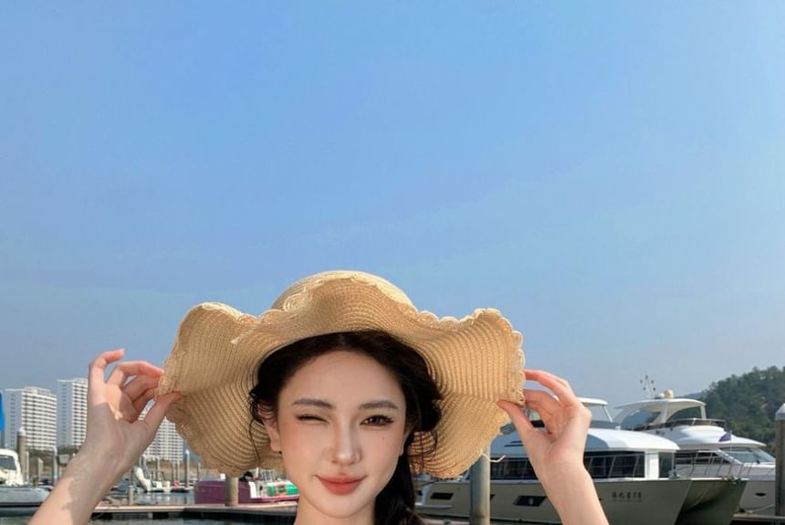 Scoop Dress Plain A-Line Maxi Neck Ruffle Strap Trim Spaghetti