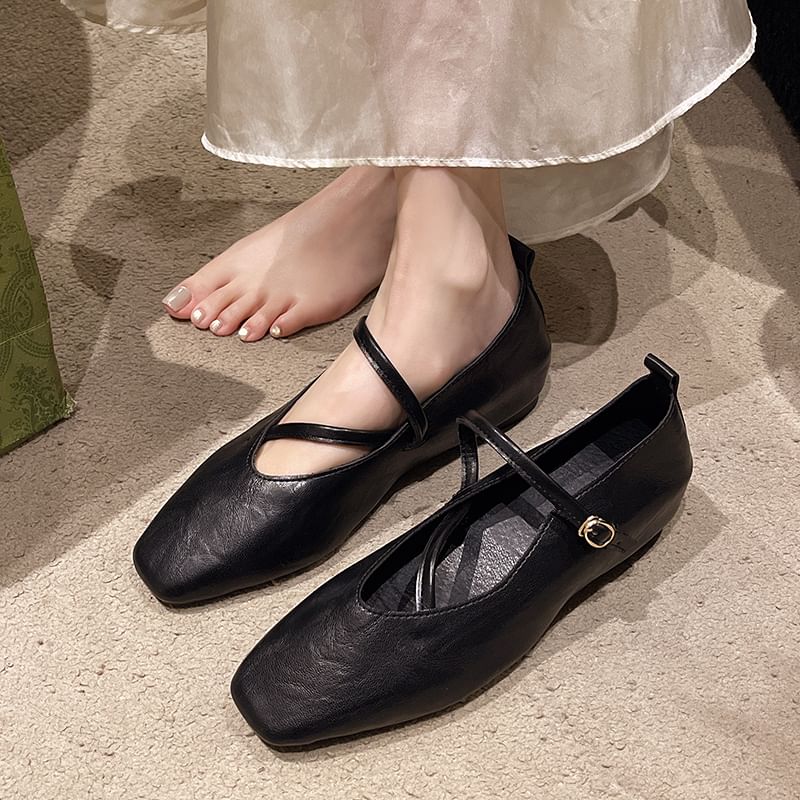 Square Toe Mary Jane Pumps Wedge Hidden