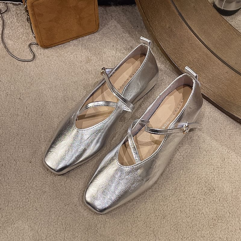 Square Toe Mary Jane Pumps Wedge Hidden