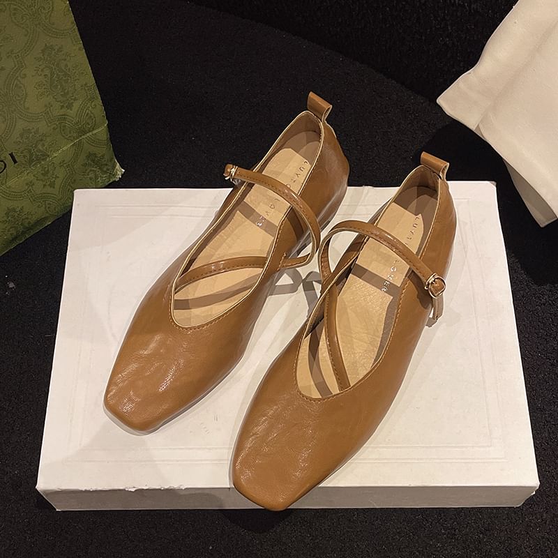 Square Toe Mary Jane Pumps Wedge Hidden