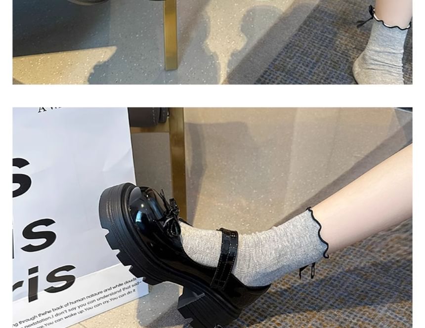 Mary Platform Shoes Bow Leather Patent