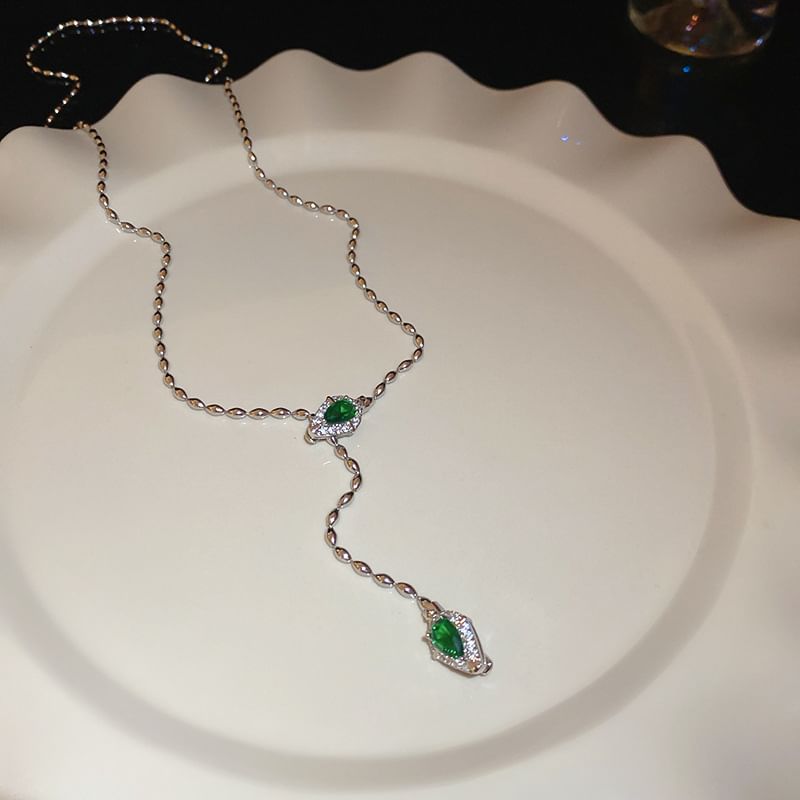 Necklace Lariat Pendant Rhinestone Waterdrop