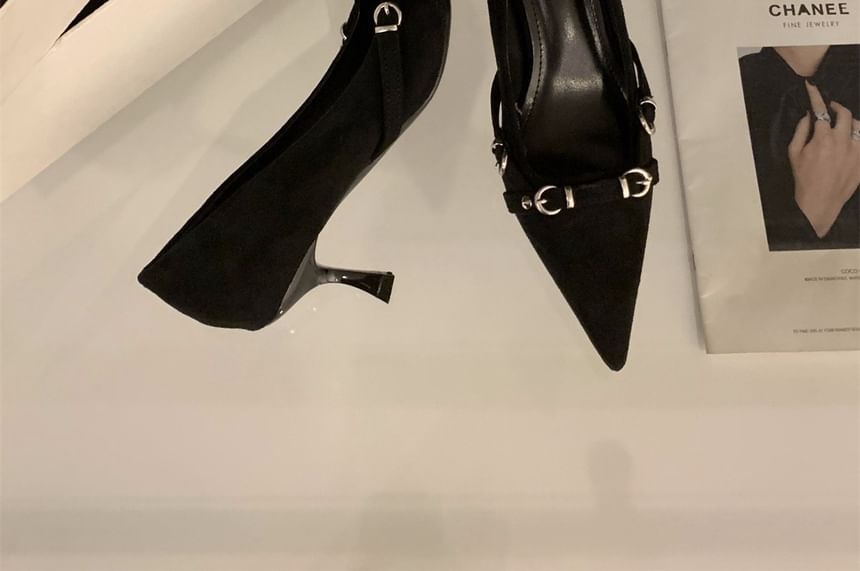 Buckled Toe Kitten Pumps Heel Pointed