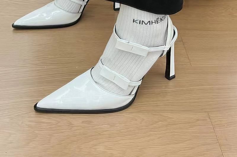 Ankle Accent Leather Toe Bow Pointed Patent Sandals Stiletto Strap