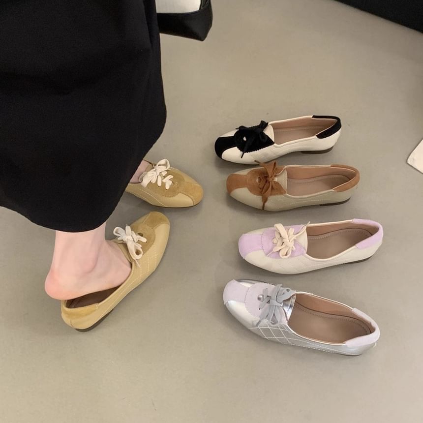 Two Tone Lace-Up Faux Leather Sneakers