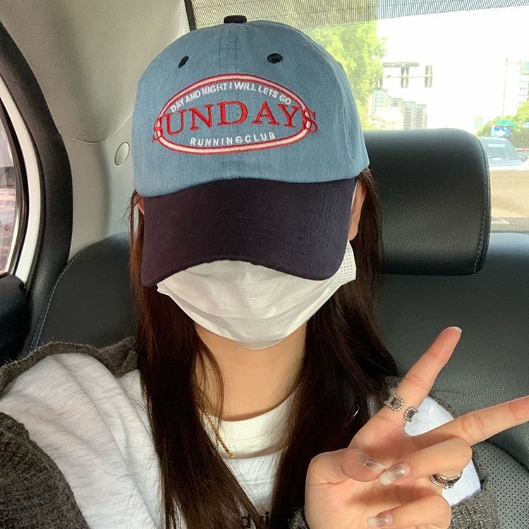 Baseball Two Lettering Cap Embroidered Tone