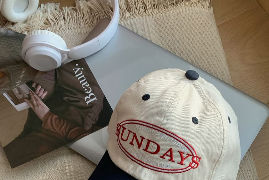 Baseball Two Lettering Cap Embroidered Tone