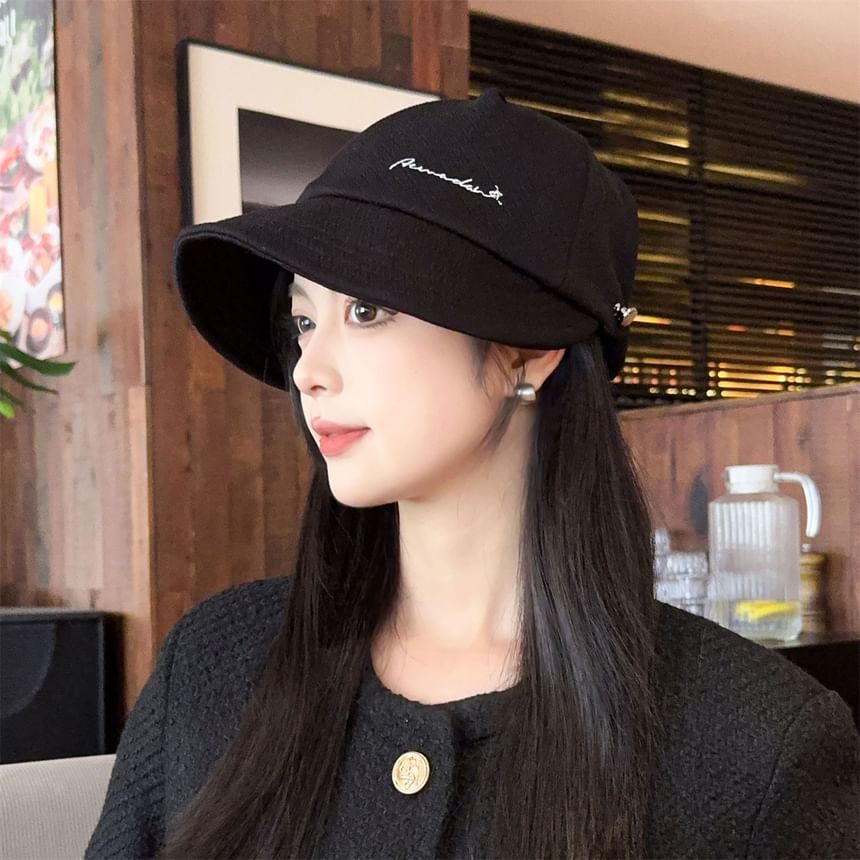 Cap Brim Embroidered Wide Lettering