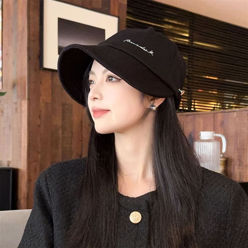 Cap Brim Embroidered Wide Lettering
