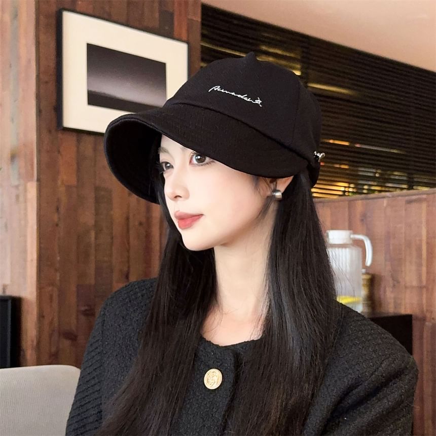 Cap Brim Embroidered Wide Lettering