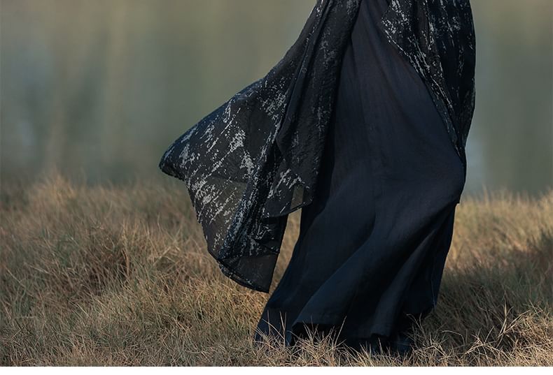 Long Sleeve Wrap Dress with Tie-Dye Jacket and Belt Set