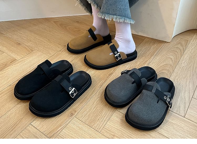 Slip-On Clog Mules With Buckle