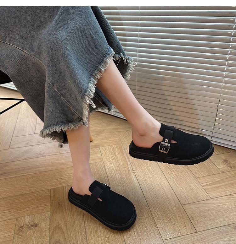 Slip-On Clog Mules With Buckle