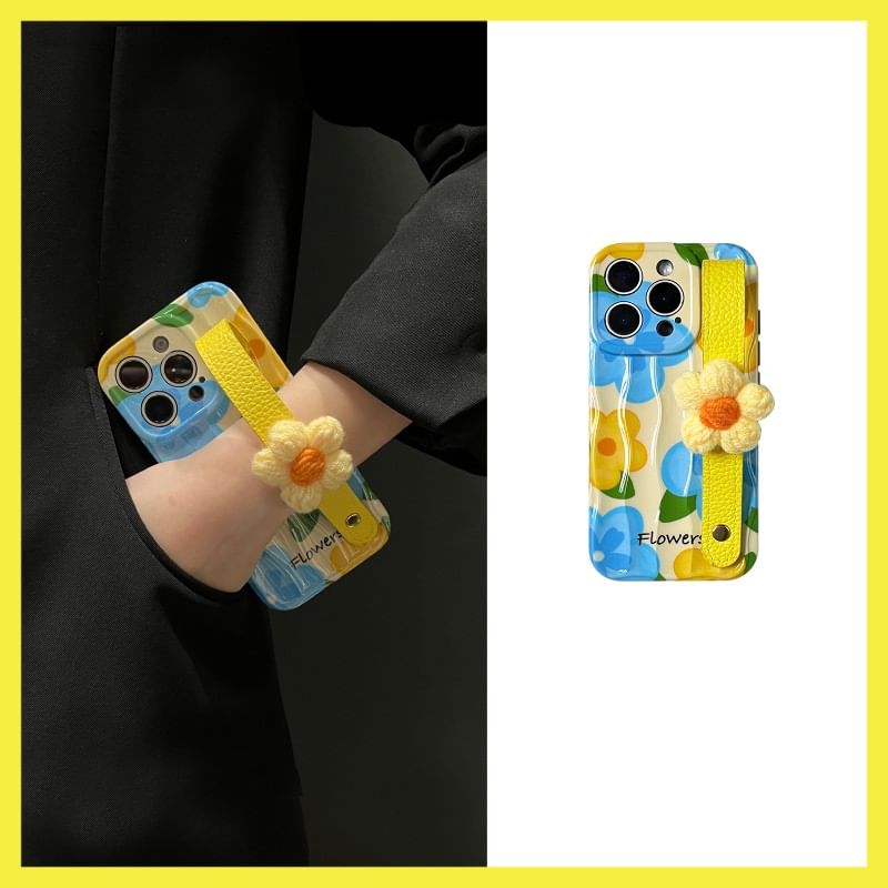 with Strap Floral Case Phone
