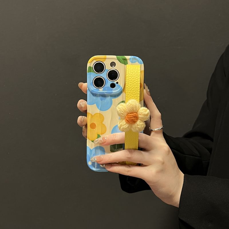 with Strap Floral Case Phone