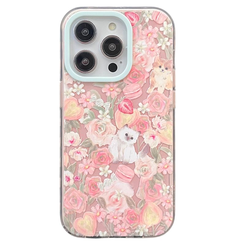 Floral Case Cat Phone
