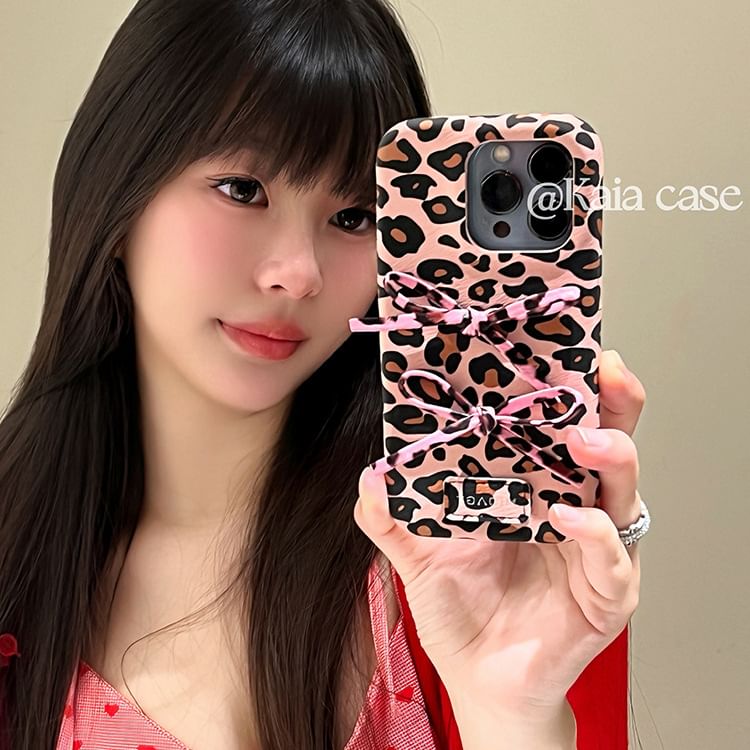 Case Phone Leopard Bow Print