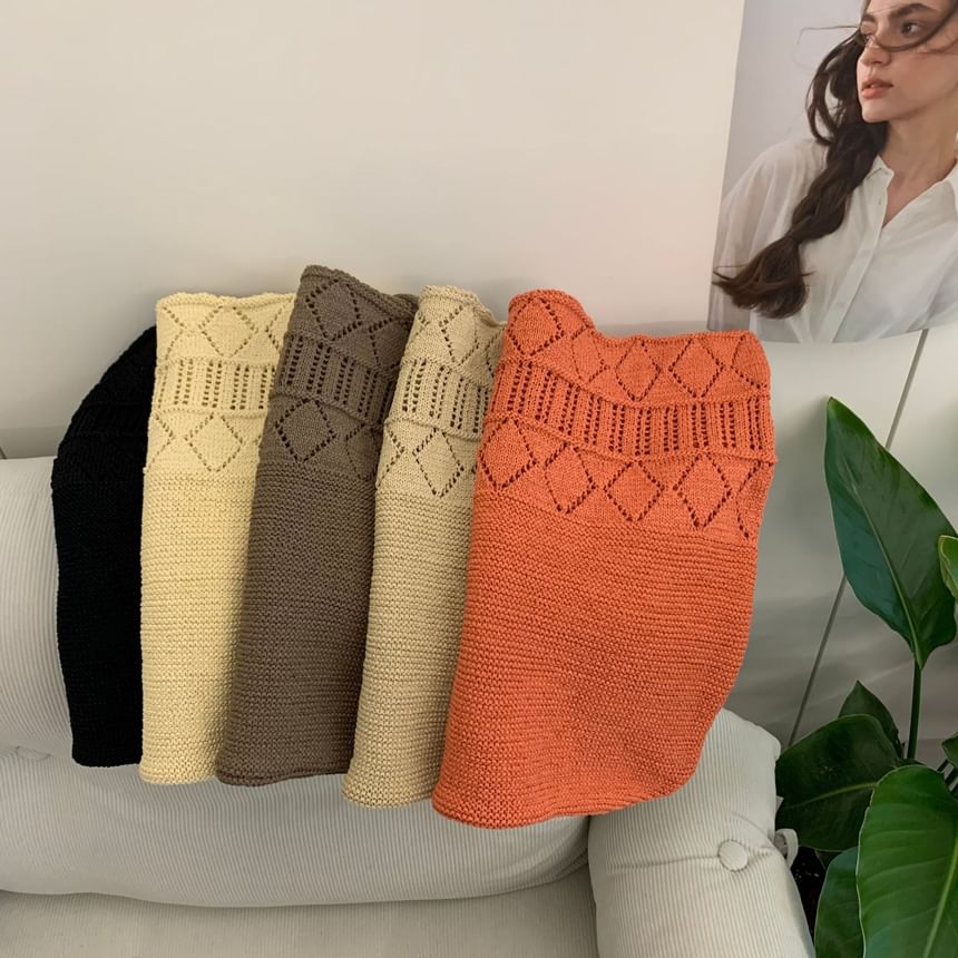 Bag Tote Knit Pointelle Plain