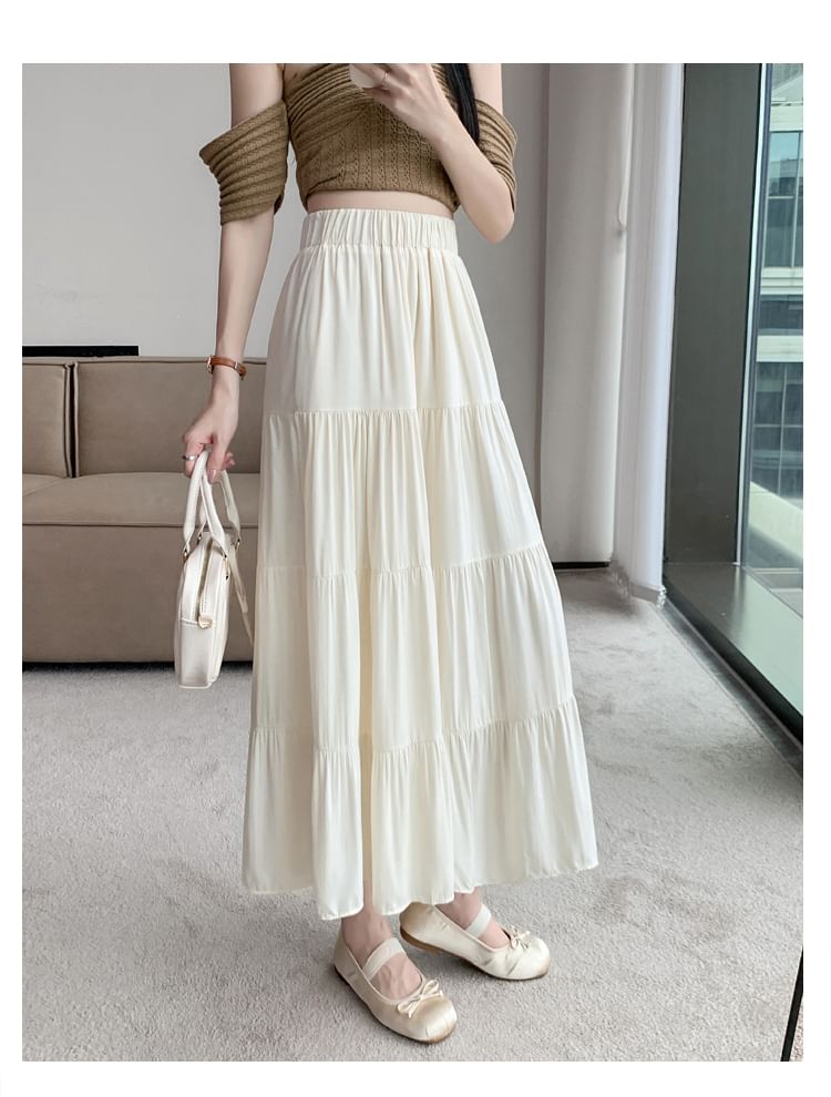Skirt Maxi High Rise Plain A-Line