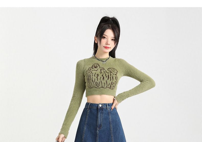 Contrast High Stitching Skirt Denim A-Line Rise Midi