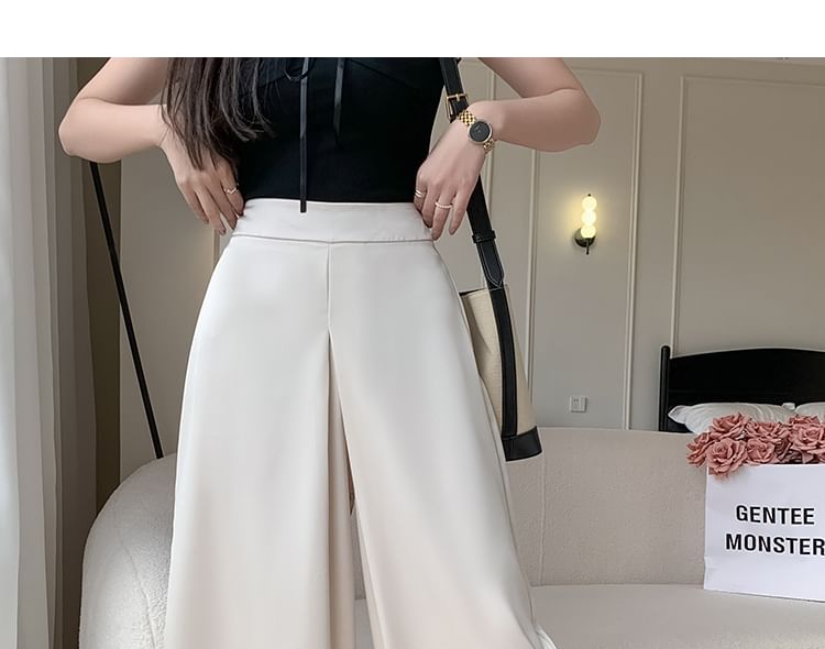 Plain Leg Wide Waist High Pants