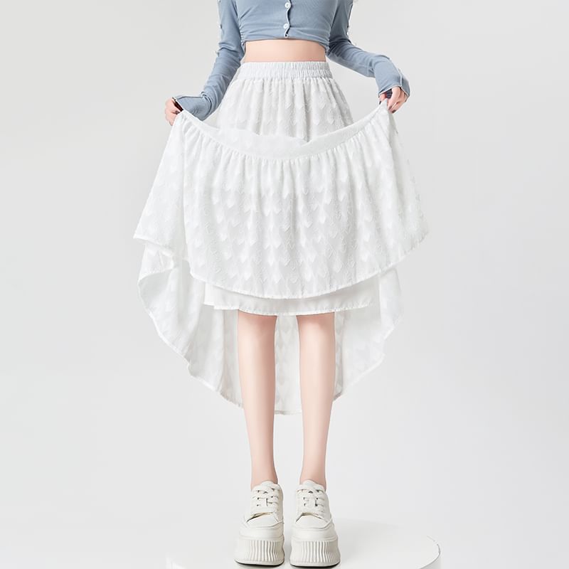 High A-Line Waist Skirt Patterned Midi