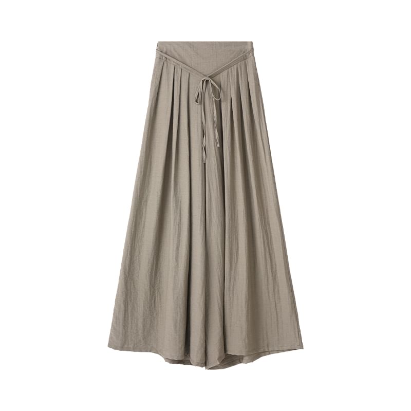 Waist (Various Designs) Plain High Leg Inverted Wide Pleated Pants