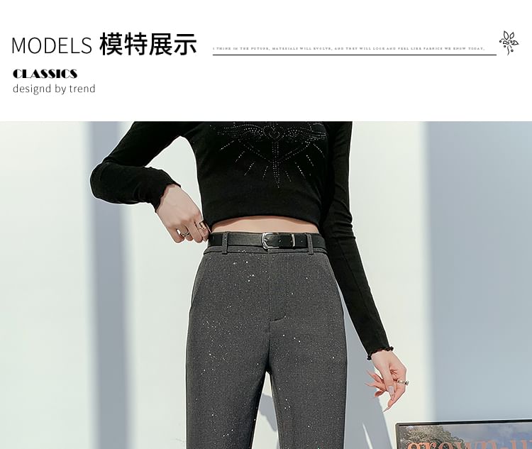 Flared Pants High Sequin Rise