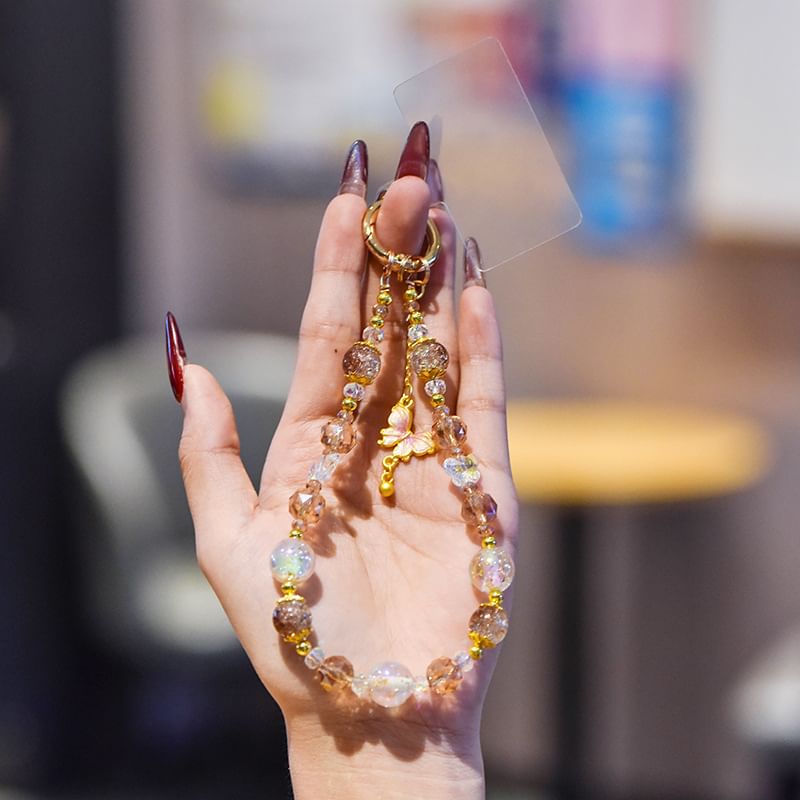 Faux Phone Butterfly with Strap Lanyard Pad Crystal