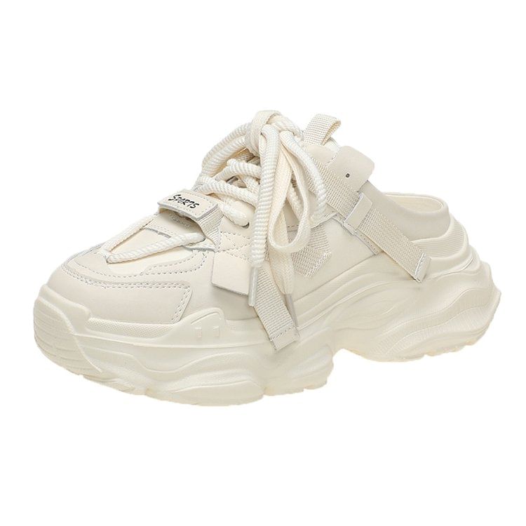 Platform Lettering Lace-Up Sneakers