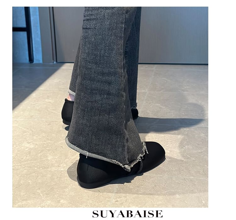 Flats Mary Plain Toe Buttoned Frog Jane Square