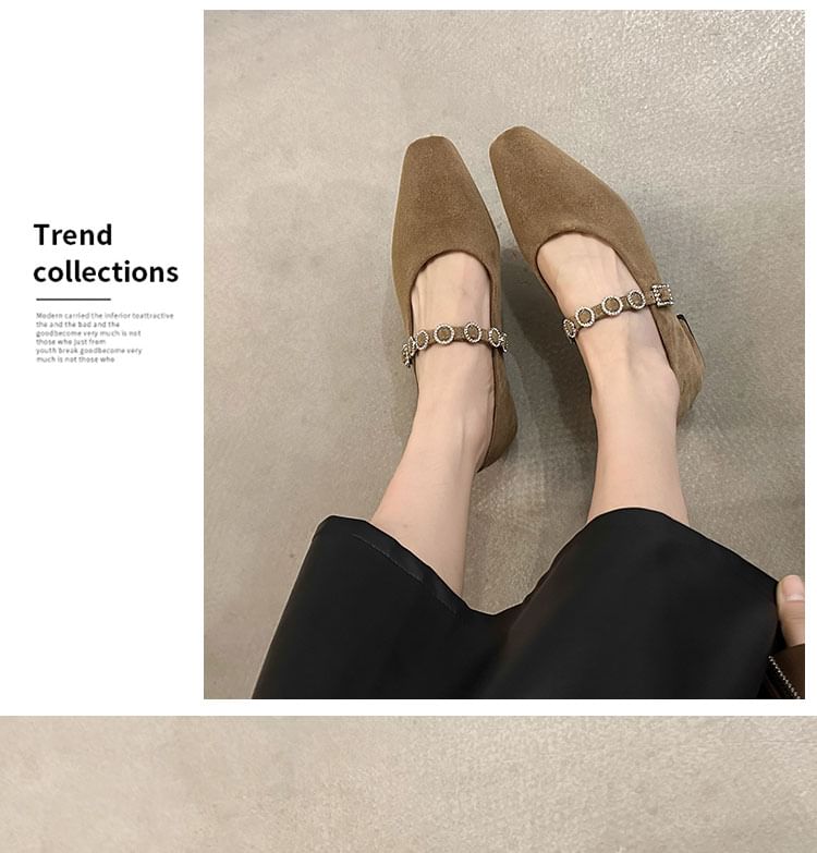 Accent Jane Mary Heel Pumps Rhinestone Chunky