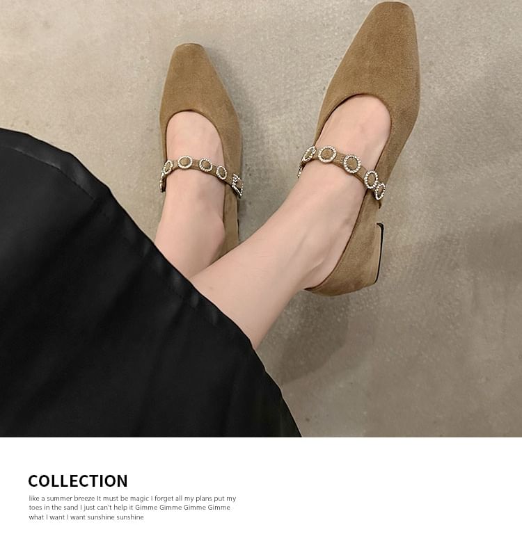 Accent Jane Mary Heel Pumps Rhinestone Chunky