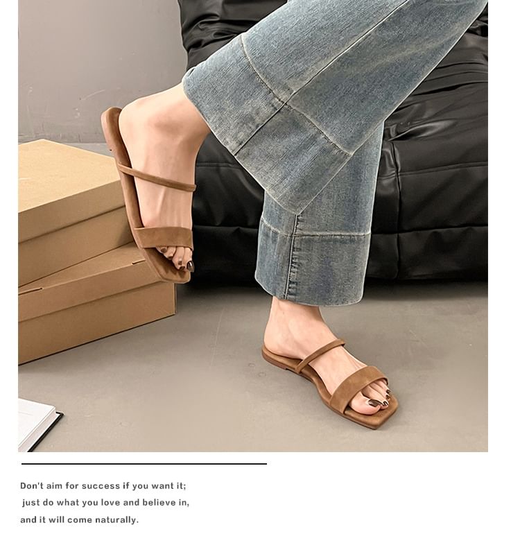 Sandals Square Plain Slide Toe