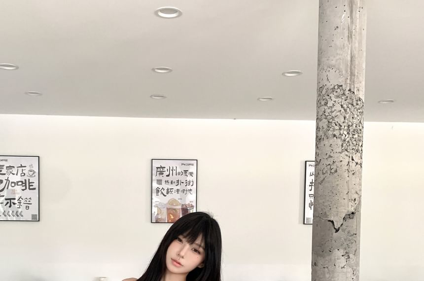 Top A-Line Tube High Rise / Bow Skirt Plaid Sheer Ruched Mini