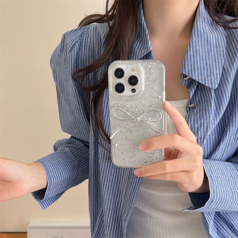 Phone with Case Bow Leaf Gold