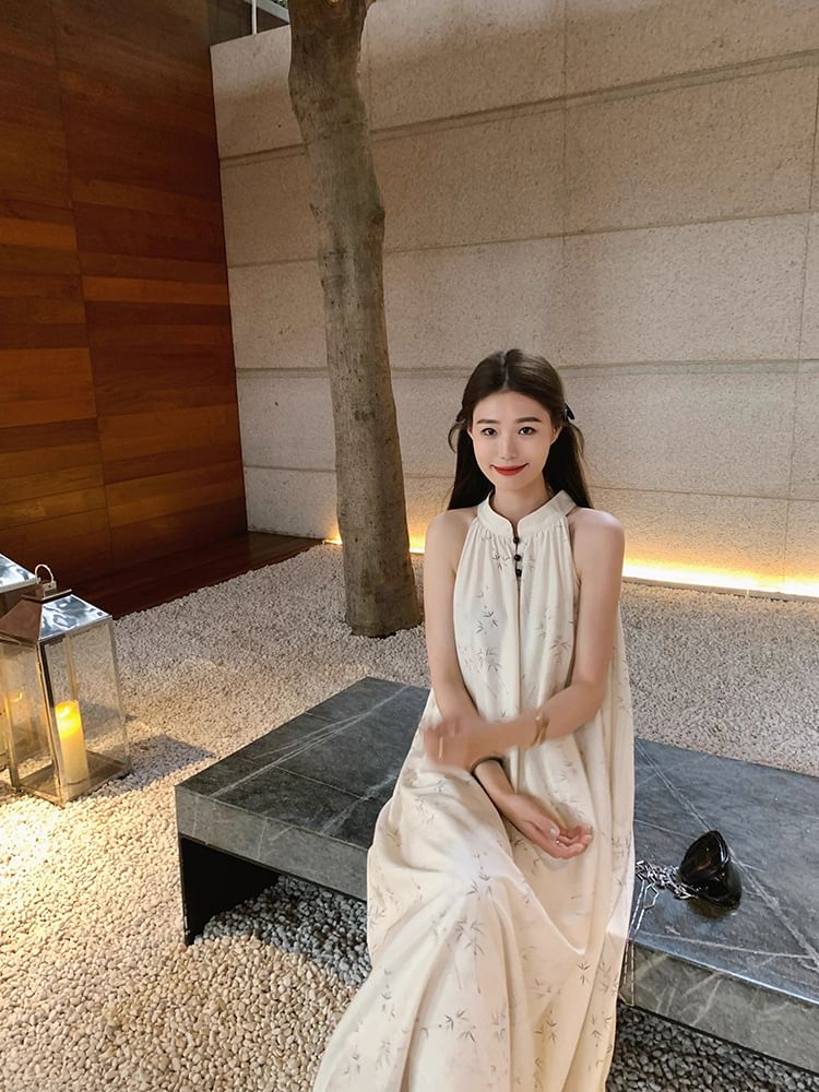 Sleeveless Lace Maxi A-Line Dress