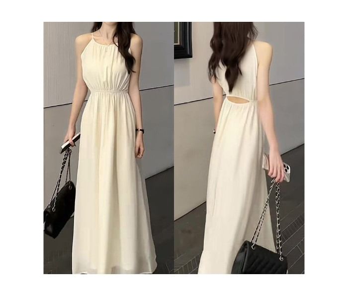 Sleeveless Crewneck Plain Maxi A-Line Dress